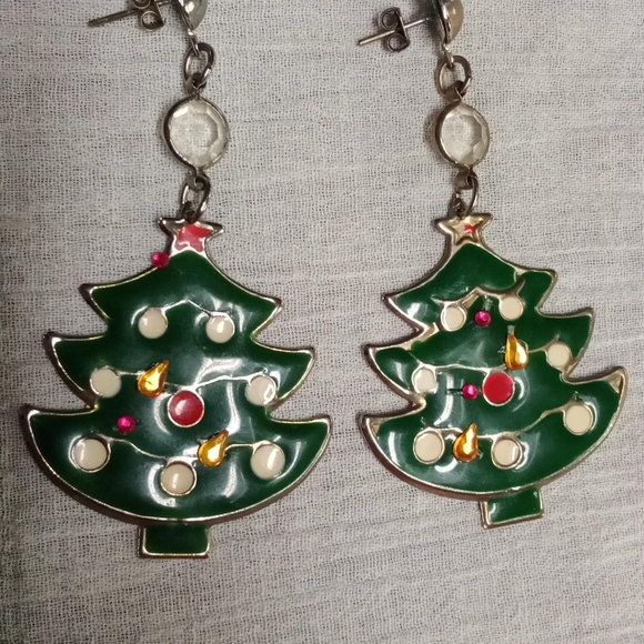 Festive Christmas Tree Earrings - Picture 2 of 3